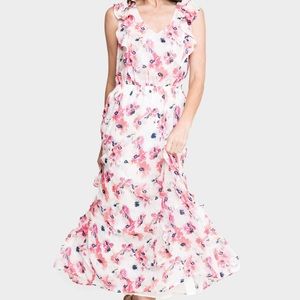 NWT Brand New gibsonlook Sleeveless V-Neck Ruffle Trim Maxi Dress